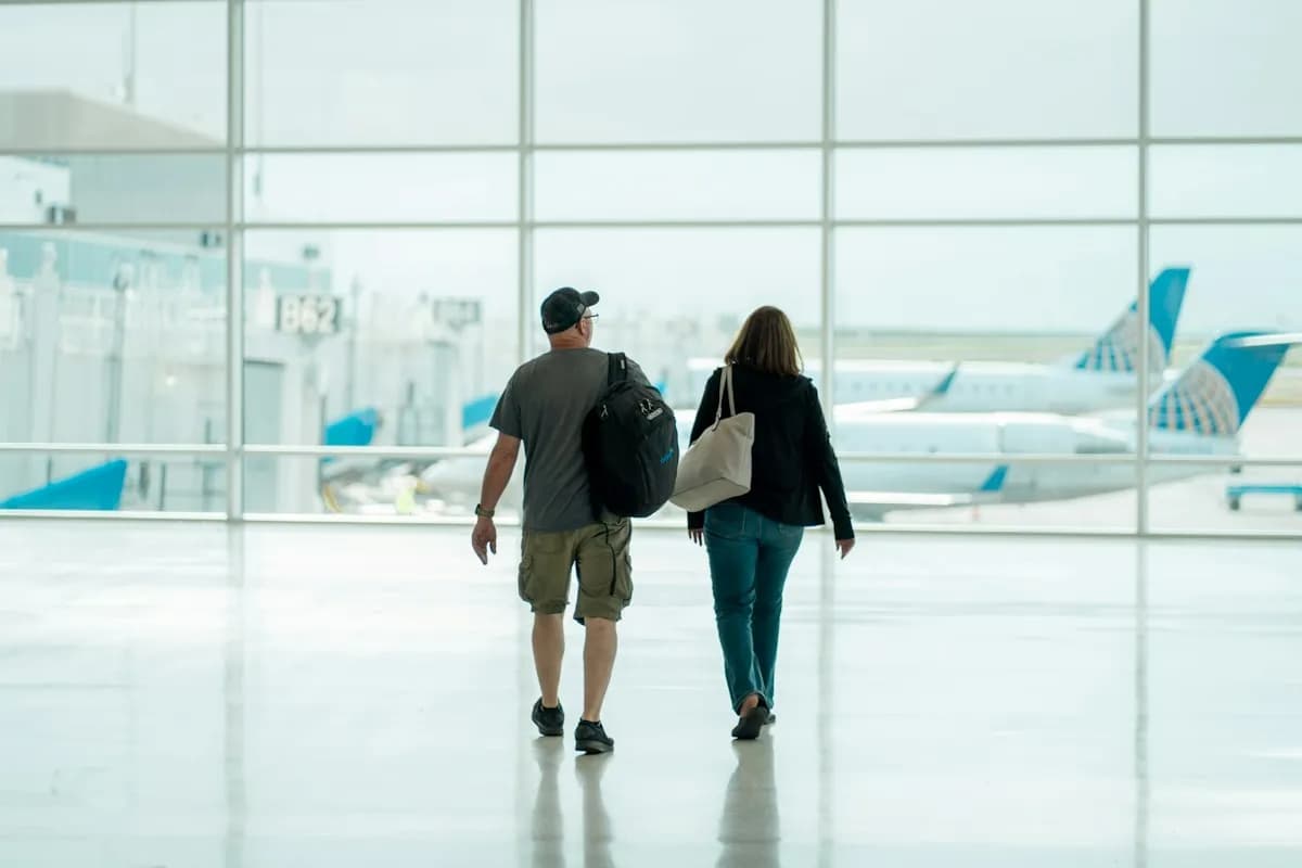 Airport terminal overlooking the aircraft